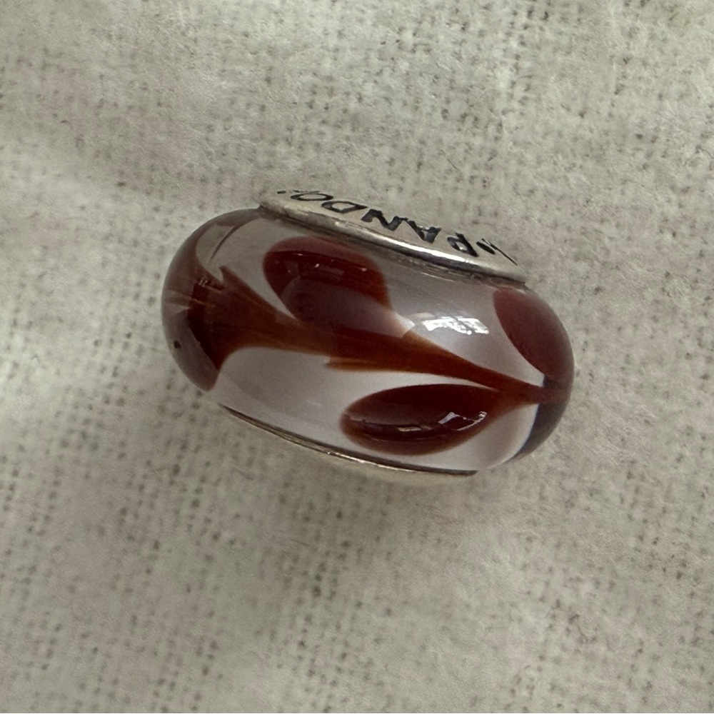 Authentic Pandora Maroon Murano Glass Charm